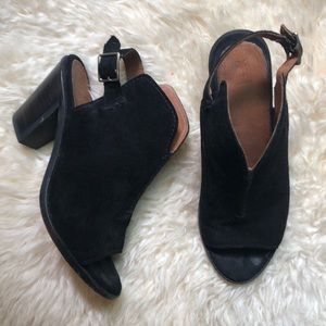 Frye Black suede Dani Shield Sling booties 8.5